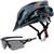 Capacete Bike Tsw Ciclismo Mtb Com Sinalizador De Led Leve E Resistente + Óculos Esporte Preto/Cinza Tsw