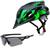 Capacete Bike Tsw Ciclismo Mtb Com Sinalizador De Led Leve E Resistente + Óculos Esporte Verde, Preto tsw