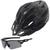 Capacete Ciclismo Bicicleta Com Sinalizador De Led + Óculos Proteção Preto deko