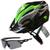 Capacete Ciclismo Bicicleta Com Sinalizador De Led + Óculos Proteção Verde deko