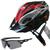 Capacete Ciclismo Bicicleta Com Sinalizador De Led + Óculos Proteção Vermelho deko