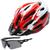 Capacete Ciclismo Bicicleta Com Sinalizador De Led + Óculos Proteção Vermelho genesi