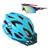 Capacete Ciclismo Bike Bicicleta C/ Luz Led Elleven + Óculos Esportivo Espelhado Azul