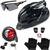 Capacete Ciclismo Bike + Cadeado Trava Bicicleta + Pisca + Óculos + Par De Luvas Preto absolute nero