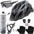 Capacete Ciclismo Bike + Garrafa Térmica + Suporte + Pisca + Óculos + Par De Luvas Preto, Cinza absolute