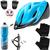 Capacete Ciclismo Bike Mtb + Garrafa Térmica + Suporte + Sinalizador + Par De Luvas Azul fosco