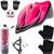 Capacete Ciclismo Bike Mtb + Garrafa Térmica + Suporte + Sinalizador + Par De Luvas Rosa fosco