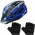 Capacete Ciclismo Com Sinalizador De Led Leve E Resistente Bicicleta Adulto Bike + Par de Luvas 1 azul gts, 1 par luvas