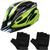 Capacete Ciclismo Com Sinalizador De Led Leve E Resistente Bicicleta Adulto Bike + Par de Luvas 1 verde gts, 1 par luvas