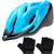 Capacete Ciclismo Feminino Masculino Bike Ptk Ajustável Com Viseira + Par de Luvas Azul fosco