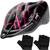 Capacete Ciclismo Feminino Masculino Bike Ptk Ajustável Com Viseira + Par de Luvas Preto, Rosa