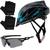 Capacete Ciclismo Tsw Bike Mtb Com Sinalizador De Led + Óculos Esporte + Par De Luvas Azul tsw raptor 3