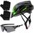 Capacete Ciclismo Tsw Bike Mtb Com Sinalizador De Led + Óculos Esporte + Par De Luvas Verde Tsw Raptor 3