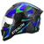 Capacete de Moto Fechado Pro Tork Stealth Concept Esportivo Masculino Feminino Com Narigueira AZUL - VERDE