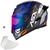 Capacete Esportivo + Viseira Colorida Novo ASX Eagle Racing Diagon   Azul Fosco e Laranja + Viseira Pink