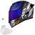 Capacete Esportivo + Viseira Colorida Novo ASX Eagle Racing Diagon   Azul Fosco e Laranja + Viseira Violeta