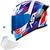 Capacete Esportivo + Viseira Colorida Novo ASX Eagle Racing Diagon   Branco Azul e Vermelho + Viseira Azul