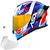 Capacete Esportivo + Viseira Colorida Novo ASX Eagle Racing Diagon   Branco Azul e Vermelho + Viseira Dourada