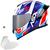 Capacete Esportivo + Viseira Colorida Novo ASX Eagle Racing Diagon   Branco Azul e Vermelho + Viseira Prata