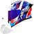 Capacete Esportivo + Viseira Colorida Novo ASX Eagle Racing Diagon   Branco Azul e Vermelho + Viseira Violeta
