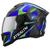 Capacete Fechado Pro Tork Stealth Concept Brilhante Vis. Cromada AZUL - VERDE