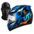 Capacete Integral Feminino Masculino Piloto Moto ProTork Fechado Evolution G8 Narigueira Balaclava Azul - Laranja