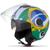 Capacete Moto Aberto Brasil ou Estados Unidos USA Com Viseira Cristal + Óculos Fumê + Forro Remível Pro Tork New Atomic Nações Brilhante AMARELO - VERDE