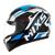 Capacete Moto Mixs Fokker V23 Fechado Motoqueiro Integral Preto e Azul Brilhoso