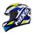 Capacete Moto Mixs Fokker V23 Fechado Motoqueiro Integral Azul e Amarelo Fosco