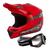 Capacete Moto Piloto Estrada Trilha Fechado Motocross Offroad Enduro Pro Tork MX PRO + Óculos Vermelho