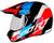 Capacete Motocross Masculino Feminino Bieffe Esportivo Moto Preto Brilho Azul com Vermelho