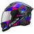 Capacete Para andar de Moto Masculino e Feminino Fechado  Stealth Concept Brilhante Vis. Cromada AZUL - ROSA