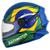 Capacete Para Moto Masculino e Feminino Fechado R8 Pro Tork Patriota Brasil Copa Do Mundo AZUL - VERDE