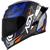 Capacete Para Motociclista Masculino Feminino ASX Eagle Racing Diagon Lançamento Azul Fosco e Laranja