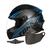 Capacete R8 Fechado Integral Pro Tork Universal Moto Masculino Feminino + Narigueira + Viseira Fumê Azul Claro