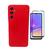 Capinha Capa Silicone Aveludada  + Película Frontal Vidro 3D Full Cover Para Celular Samsung A05s Vermelho