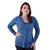 Cardigan Feminino Blusa Manga Longa Trico Botão Frio Casaco Azul