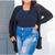 Cardigan plus size lanzinha com bolso moda feminina tendência de moda Azul marinho