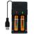 Carregador Universal USB Duplo Ajustável P Baterias 26650 18650 14500 16340 4,2v Indica Carga LPJA03 CARREGADOR + 2 PILHAS 18650