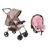 Carrinho de Bebê com Bebê Conforto Galzerano Cappuccino e Rosa/Rosa