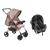 Carrinho de Bebê com Bebê Conforto Galzerano Cappuccino e Rosa/Preto