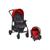 Carrinho de Bebê Travel System Ecco 4 Rodas 4 Posições Suporta Crianças de Até 15Kg Burigotto Cinza com Vermelho