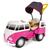 Carrinho De Passeio/Pedal Infantil Policar Kombus Com Empurrador Poliplac - 02 Porta Copos Rosa