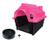 Casa Casinha Cachorro Plástica N1 Pequena + Comedouro Rosa