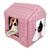 Casa Casinha Pet Cachorro Gato Tecido Luxo Almofada Patachic Grid Rosa