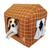 Casa Casinha Pet Cachorro Gato Tecido Luxo Almofada Patachic Grid Ocre