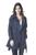 Casaco jaqueta sobretudo feminino, trench coat forrado, em sarja. Azul, Marinho