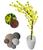 Cerejeira Amarela Com Galho Curvo Planta Artificial Com Vaso De Decoração 3D Branco