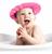 Chapéu De Banho Protetor Viseira Lava Cabeça Bebês Crianças Rosa