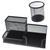 Cj Porta Lápis + Porta Treco Organizador de Mesa de Escritório Kit caneta metal aramado Preto